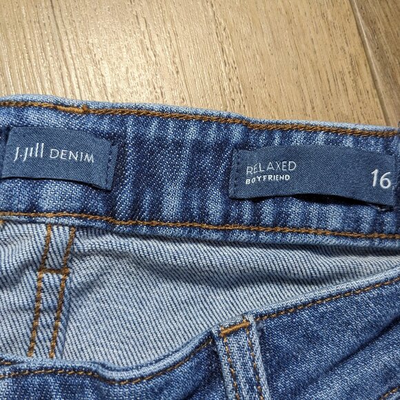 J Jill Jeans Women Size 16P Blue Relaxed Boyfriend Stretch Basic Classic Casual - Picture 3 of 8